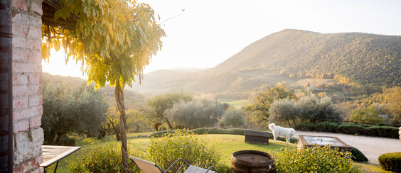 Terrazza di una casa vacanza al tramonto